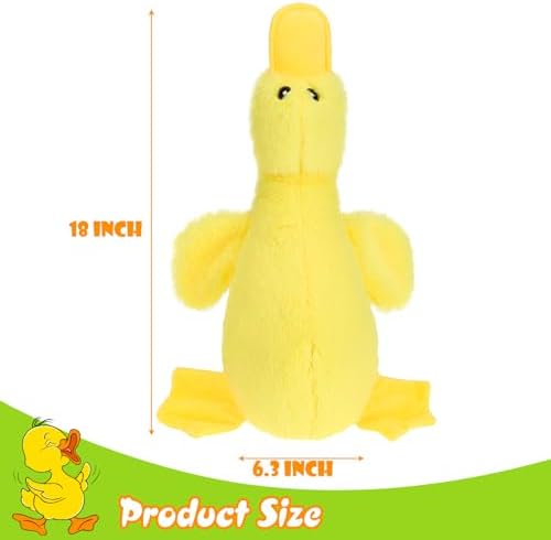 EXPAWLORER Plush Squeaky Duck Dog Toy - Soft Stuffed Cute Dog Duck Toy, Best Birthday Gift Interactive Filled Chew Toys for Puppy Small Medium Large Dogs Biting Training Teething, Yellow Large