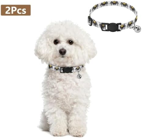 Cartoon Animals Funny Soft Polyester Pet Collar, 2 Pack Bell Collar for Small Dogs