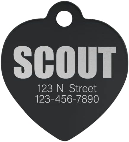 Signature Custom Laser Engraved Anodized Aluminum Pet ID Tags (Red, Heart 1 1/4" x 1 1/4")