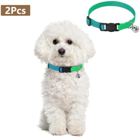 Green Blue Gradients Dog Bell Collar 2 Pack Pet Collar Adjustable 10.6 to 17.1 Inches