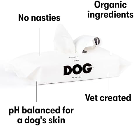 DOG by Dr Lisa - Dog Travel Wipes - Plant-Based - Natural Bathing Wipes for Dogs - Made from 100% Compostable Bamboo - Vet-Created - Vegan - Non-Toxic - Travel Size - Carton (20 per Box)
