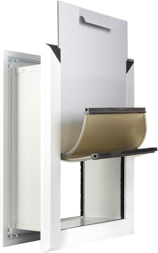 Aluminum Large Dog Door for Thick Wall Telescoping Tunnel Doggies Door Heavy Duty Aluminum Doggy Door Energy Efficient Double Flaps Pet Door for Medium Large Dogs,Pets Up to 220 Lb,Lockable