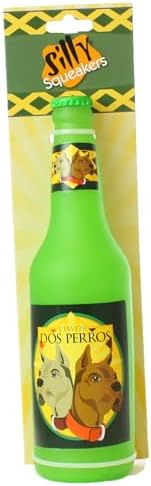 SILLY SQUEAKERS Tuffy 2 Pack Beer Bottle Dog Toy: Squeaky Dog Toy, Washable and Floats, Vinyl