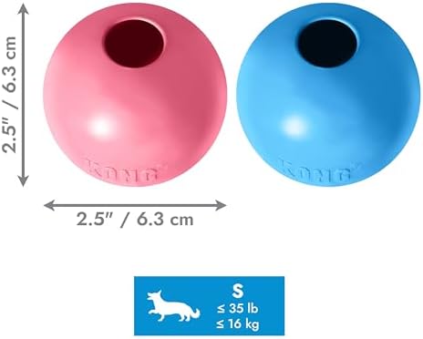 KONG Puppy Ball with Hole, Natural Rubber Teething Toy, Small Puppies, Blue