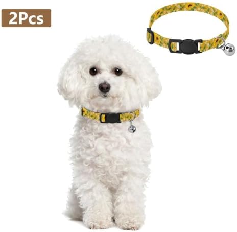 Yellow Sunflowers Metal Bell Included Pet Collar 2 Pack Pet Collars for Cats