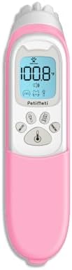 Smart Pet Thermo Comb - Non-Invasive Digital Pet Thermometer for Dogs & Cats, Oral/Rectal/Surface Scanning for Accurate Core Temperature Detection with Silicone Cover (Pink)