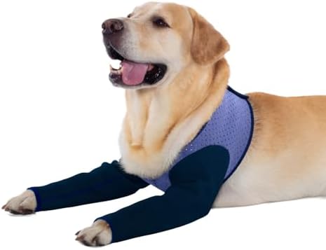 Coodeo Dog Recovery Sleeves, Cone Collar Alternative, Abrasion Resistant Dog Recovery Suit, Washable 2.5mm Thick and Waterproof, Pet Wounds Prevent Licking, Biting (Purple, M)