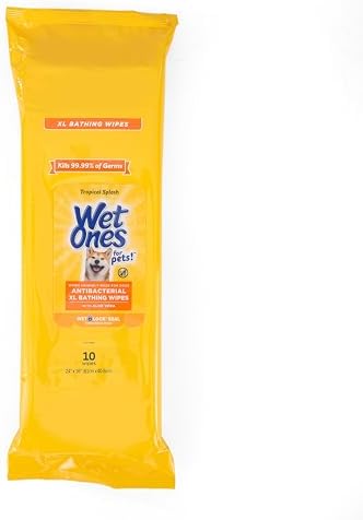 Wet Ones for Pets XL Dog Bathing Wipes, Tropical Splash, 10 Count, 3-Pack