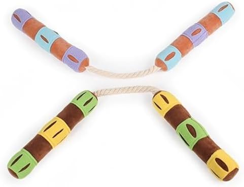 Playful Paws Nunchakus Dog Toy Dog Chew Toys Dog Enrichment Toys with Squeaky and Hidden Treats Interactive Dog Puzzles Toy Snuffle for Dogs (Brown)