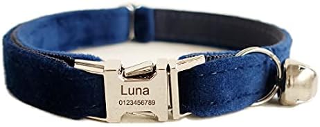 Cat Collar Personalized with Name Phone Number Engraved,Customized with Bell for Small Dogs Puppy Kitten