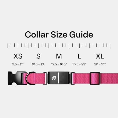 Fi Series 3+ Dog GPS Collar, X-Small Pink Dog Tracker, 12 Months Included | Live 24/7 location updates, escape alerts, activity and sleep insights, waterproof steel build, LED night light