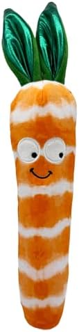 Huxley & Kent Funny Dog Toy w/Squeaker – Power Plush Squeaky Dog Toys for Small, Medium & Large Dogs – Soft Stuffed Animal for Indoor Play & Fetch - Fetchies® Sweet Carrot, Large