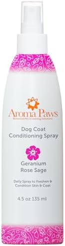 Dog Coat Conditioning Spray - Pet-Friendly Detangler Spray with Natural Essential Oils for Dogs - Daily Dog Spray to Eliminate Odors and Knots - Geranium Sage 4.5 oz.