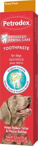 Petrodex Toothpaste for Dogs and Puppies, Cleans Teeth and Fights Bad Breath, Reduces Plaque and Tartar Formation, Enzymatic Toothpaste, Peanut Flavor, 2.5oz