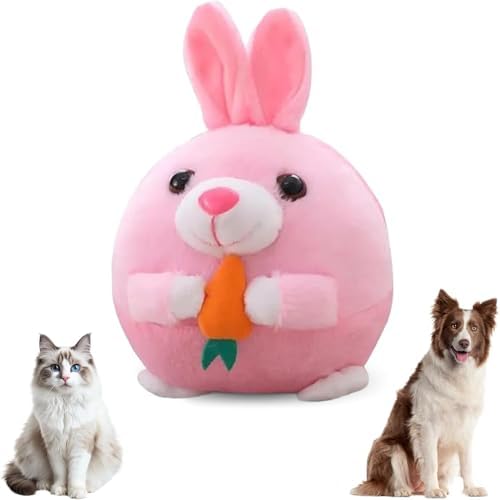 Active Moving Pet Plush Toy, 2026 Upgrade Squeaky Moving Dog Ball Toy Interactive Puppy Toys, Rechargeable Cartoon Plush Bounce Talking Toys to Keep Them Busy (Rabbit)