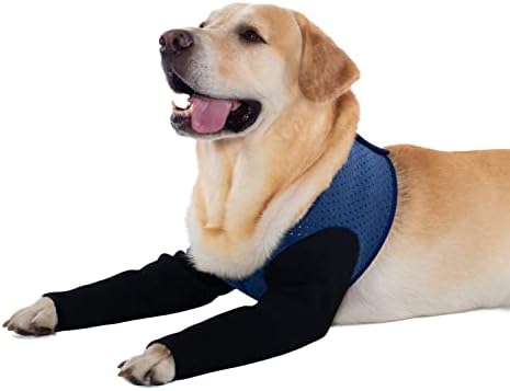 Coodeo Dog Recovery Sleeves, Cone Collar Alternative, Abrasion Resistant Dog Recovery Suit, Washable 2.5mm Thick and Waterproof, Pet Wounds Prevent Licking, Biting (Blue, XS)