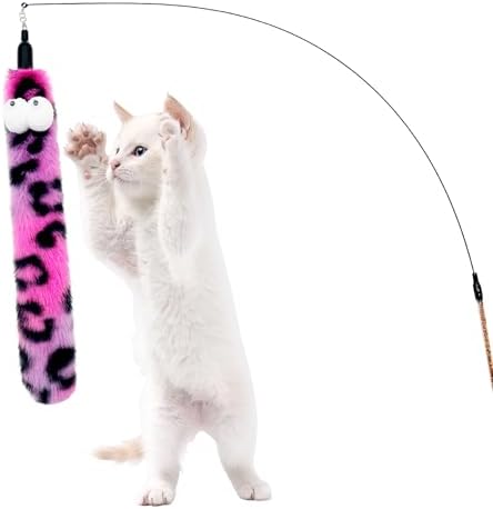 Cat Wand Replacement Feather Worm Snake, 10 Pieces Cat Wand Attachments Assorted Snakes Worms Feathers Refill Toy for Indoor Cats (B)