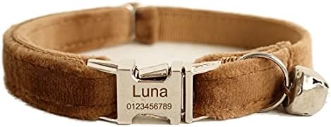 Cat Collar Personalized with Name Phone Number Engraved,Customized with Bell for Small Dogs Puppy Kitten