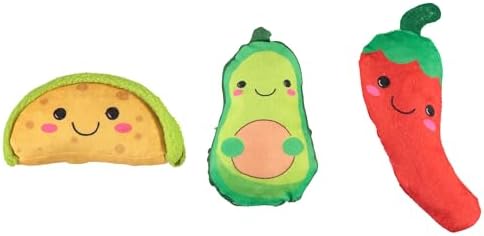 Cudlie 3 Pack Plush Dog Chew Toys – Soft Squeaky Puppy Toys for Small Dogs– 4" Durable, Cute & Safe Pet Toy Gift Set (Food, Fruit, Farm, Zoo & Safari Animal Themes)