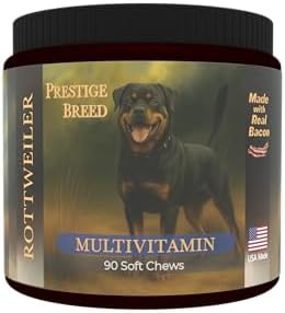 Multivitamins, Balanced Nutrition for Your Rottweiler, 90 Count, Made in The USA with Real Bacon