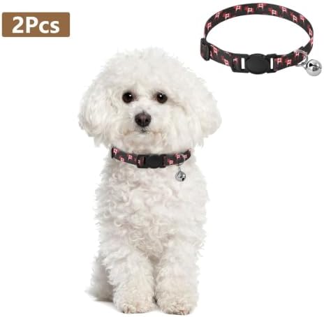 2 Pack Cats Collar Moose Canadian Maple Leaf Small Dog Collar with Bell, Adjustable Length 10.6" to 17.1"