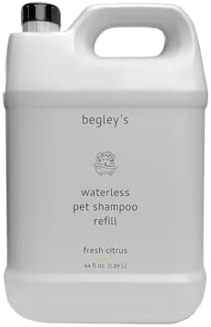 Begley’s No Rinse Waterless Pet Shampoo, Bathless Cleaning, Deodorizing, and Odor Removal for a Shiny, Fresh Smelling Coat - Effective for Dogs, Puppies, and Cats - Refill, Fresh Citrus