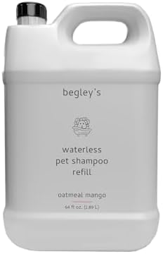 Begley's No Rinse Waterless Pet Shampoo, Bathless Cleaning, Deodorizing, and Odor Removal for a Shiny, Fresh Smelling Coat - Effective for Dogs, Puppies, and Cats - Refill, Fresh Oatmeal Mango