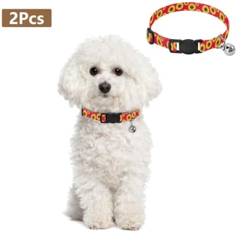 Sunflower Red Cat Collars 2 Pack Soft Polyester Pet Collar Adjustable 10.6 to 17.1 Inches