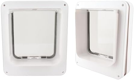 Smart Cat Door, Collar Activated Automatic Sensing with 4 Way Locking and Easy Installation, Automatic Pet Door for Interior and Exterior Home Use