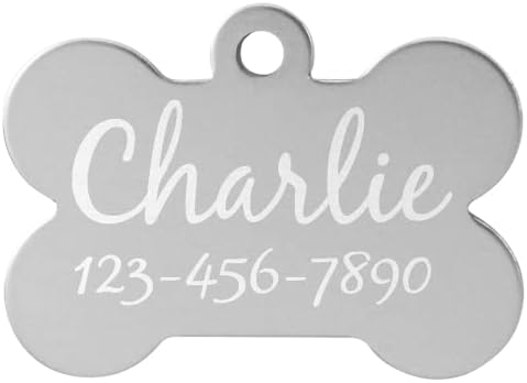Signature Custom Laser Engraved Anodized Aluminum Pet ID Tags (Pink, Bone 1 1/2" x 1")
