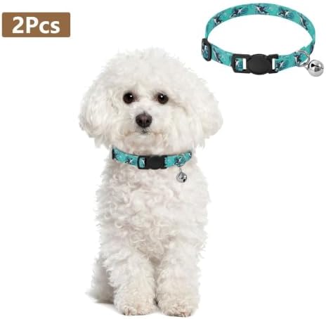 Orcas Turquoise Cat Neck Collar, 2 Pack Dog Collar with Bell