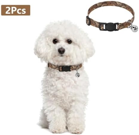 Leopards Bell Collar for Small Dogs 2 Pack Cat Collars Adjustable 10.6 to 17.1 Inches