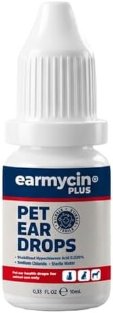 EARMYCIN Ear Infection Treatment Drops for Dogs and Cats,with 0.02% Hypochlorous Acid Soothing Dog Yeast Infection, Itchy Ear Relief-Treats Ear Infections for Dogs & Cats (0.33 fl oz)