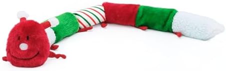 ZippyPaws Christmas Caterpillar Dog Toy - Stuffed Animals for Small & Medium Dogs & Puppies, Plush Interactive Squeaky Toys, Stocking Stuffer Gifts for Pets