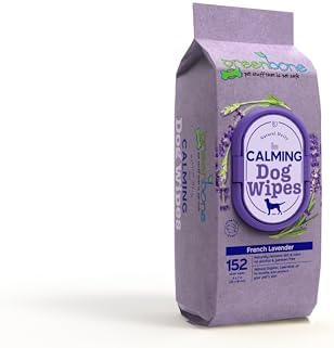 Greenbone Pet Dog Wipes French Lavender Natural for Grooming Paws, Body and Butt, Cleaning Deodorizing