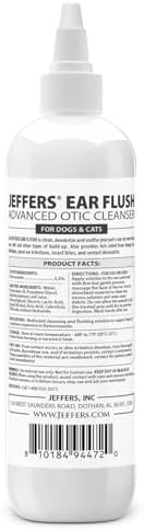 Jeffers Ear Flush and Anti-Itch Ear Drops Bundle for Dogs & Cats, Otic Ear Cleaner with Ketoconazole and Hydrocortisone for Pet Hygiene, Grooming, Ear Wax and Odor Care