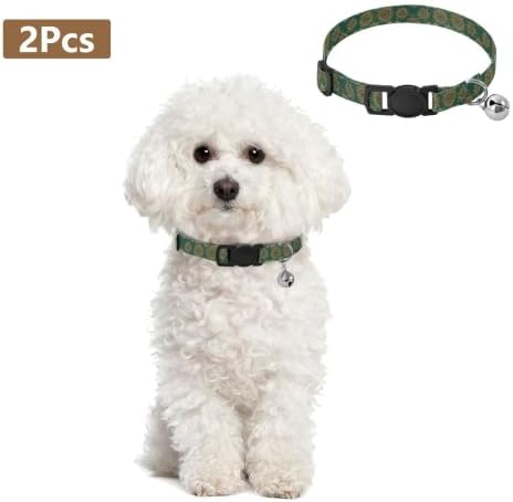 Mandala Swirling Teal Green Soft Cat Collar, 2 Pack Cat Bell Collar