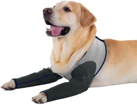 Coodeo Dog Recovery Sleeves, Cone Collar Alternative, Abrasion Resistant Dog Recovery Suit, Washable 2.5mm Thick and Waterproof, Pet Wounds Prevent Licking, Biting (Grey, 2XL)