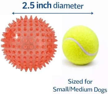 Squeaky Spiky Dog Ball for Teeth Cleaning & Gum Massage 2.5 Inch Small Medium Dogs Red | Spiny TPR Rubber Chew Toy for Fetch Play Interactive Bouncy Dental Ball Durable BPA Free Nontoxic Floats