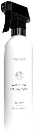 Begley's No Rinse Waterless Pet Shampoo, Bathless Cleaning, Deodorizing, and Odor Removal for a Shiny, Fresh Smelling Coat - Effective for Dogs, Puppies, and Cats - Fresh Tea Tree Scent