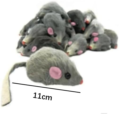 4Pcs Gray Fur Rattle Mouse Cat, Interactive Pet Play Mice, Animal for Cats, Pet Supplies