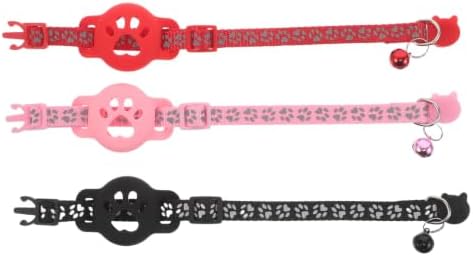 3pcs Pet Tracking Collar Holder with Bell, Reflective Cat Safety Band