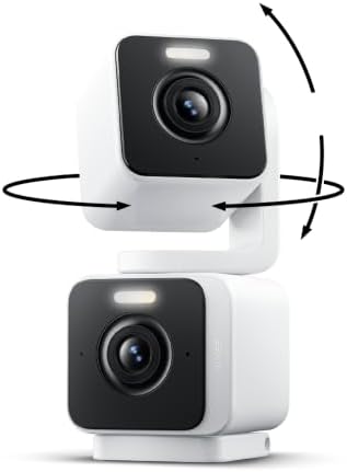 WYZE Duo Cam Pan Indoor/Outdoor IP65 2K 360° Pan/Tilt Smart Home Security Camera with Color Night Vision, Compatible with Alexa & Google Assistant, White