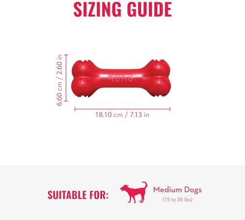 KONG Goodie Bone - Classic Durable Natural Rubber Dog Bone, Supports Mental Engagement - Treat Dispensing - Red - for Medium Dogs (Pack of 2)