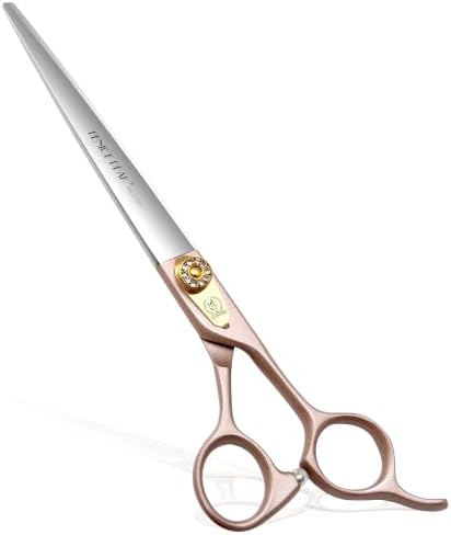 7'' Dog Straight Scissors for Grooming 440C Stainless Steel Rose Gold Professional Pet Trimming Scissors Sharp Blades Cutting for Dogs and Cats Shears