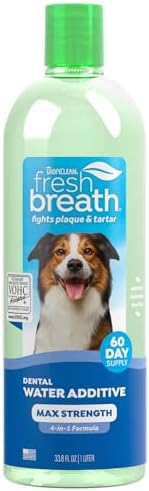 TropiClean Fresh Breath Max Strength Water Additive, Teeth Cleaning, 33.8oz