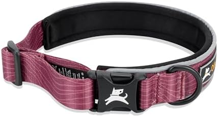 OllyDog Flagstaff Reflective Comfort Collar, Neoprene Padded Dog Collar, Reflective Trims for Night Runs, Extra Comfort for Active Dogs (Medium, Rosewood Woodgrain)