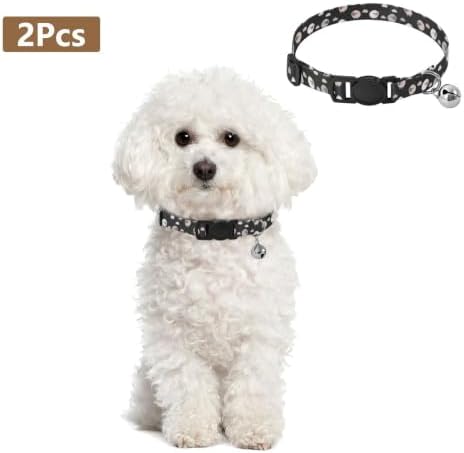 Cute Cartoon Sheep Black Pet Collars 2 Pack Collar for Puppy Adjustable 10.6 to 17.1 Inches