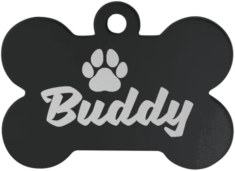 Signature Custom Laser Engraved Anodized Aluminum Pet ID Tags (Red, Bone 1 1/2" x 1")