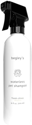 Begley's No Rinse Waterless Pet Shampoo, Bathless Cleaning, Deodorizing, and Odor Removal for a Shiny, Fresh Smelling Coat - Effective for Dogs, Puppies, and Cats - Fresh Citrus Scent